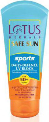 LOTUS HERBALS Safe Sun Sports Daily-Defence UV Block SPF 50+| PA+++ - SPF 50+ (80 g)