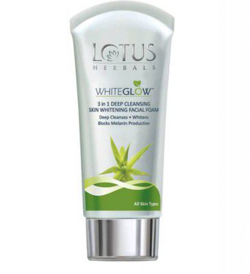 LOTUS HERBALS WhiteGlow 3-In-1 Deep Cleansing Skin Whitening Facial Foam, for all skin types Face Wash (100 g)