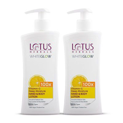 Lotus Herbals WhiteGlow Vitamin C Deep Moisture Hand & Bodylotion | BUY 1 GET 1 FREE (800ml) 400ml + 400ml