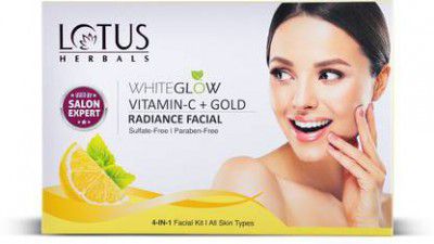 LOTUS HERBALS WhiteGlow Vitamin C + Gold Radiance 4 in 1 Facial Kit|Helps Reduce Dark Spots  (228 g)
