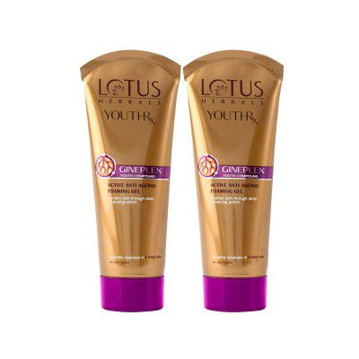 Lotus Herbals YouthRx Active Anti Ageing Foaming Gel Face Wash | With Jojoba, Ginseng & Ginger | 100g (Pack Of 2)