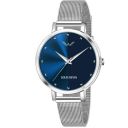 LOUIS DEVIN LD-L144-BLU-CH Mesh Blue Dial Silver Band Stainless Steel Chain Analog Wrist Watch for Women...