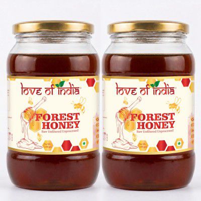 Love of India Forest Honey 2400g | Raw Unprocessed Wild Forest Honey | Family Pack | Tested for Purity | Natural Original Honey