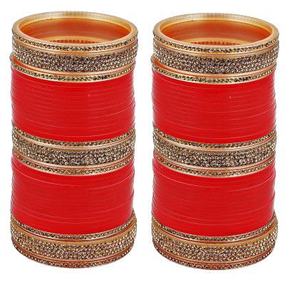 Lucky Jewellery Bridal Bangle Set For Women (693-M1C1-741-R)