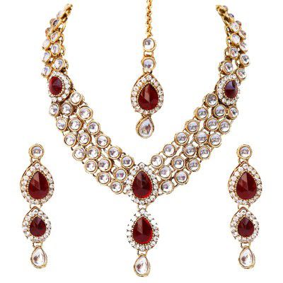 Lucky Jewellery Designer Gold Plated Dulhan Choker Bridal Set for Girls & Women (2475-L1ZS-KD124-Parent)