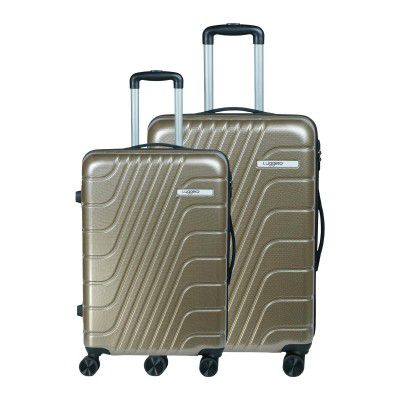 Luggero - Film Classic Light-Weight & Durable Polycarbonate Brown DOTS Unisex Hard Luggage|Set of 2 (M+S)|8 Smooth Spinner TPV Wheels| Outer Combi Lock | Trolley Bag