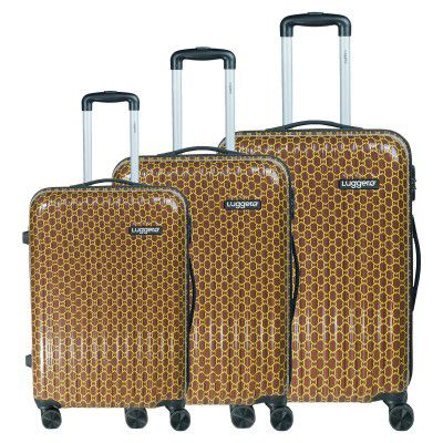 Luggero - Film Classic Light-Weight & Durable Polycarbonate Maroon Chain Unisex Hard Luggage | Set of 3 (L+M+S)