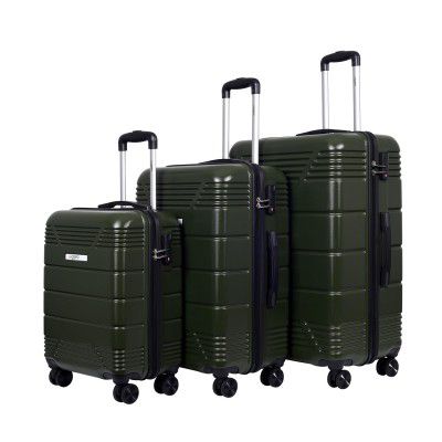 Luggero -Star Light-Weight & Durable Polycarbonate Green Unisex Hard Luggage|Set of 3 (L+M+S)|8 Smooth Spinner TPV Wheels| Outer Combi Lock | Trolley Bag