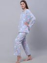 Lugo Women Night Suit Set Blue Printed...