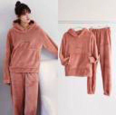 Lugo  Women Night Suit Set Red Solid
