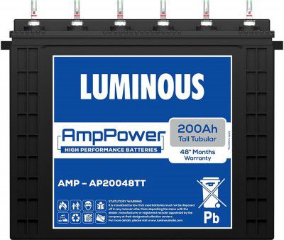 LUMINOUS 48 Months Warranty Tubular Inverter Battery (200 Ah, AMP - AP20048TT)