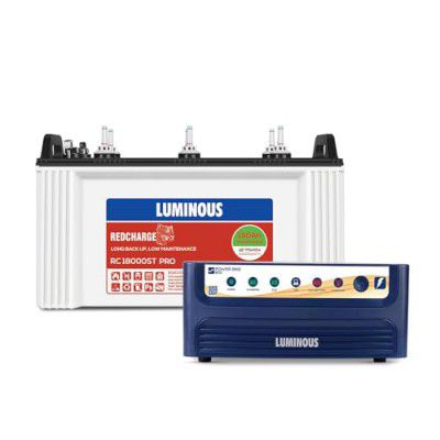 [EXTRA ₹1657 OFF] Luminous Inverter & Battery Combo (Power sine 800 Pure Sine Wave 700VA/12V Inverter with RC18000ST PRO Short Tubular 150Ah Battery) for Home, Office & Shops