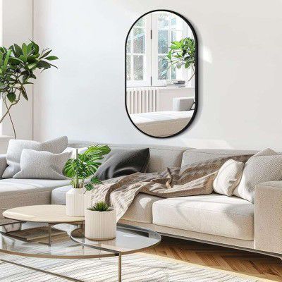 LUPPRA 12 X 18 Inches Frameless Decorative Capsule Wall Mount Mirror Bathroom Mirror (Oval Finish : Polished)