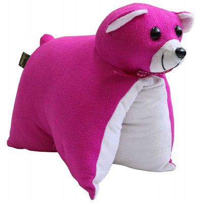 Lushomes Charming Pink Teddy Cushion (Size: 35x28 cms)