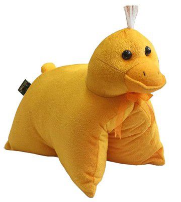 Lushomes Charming Yellow Duck Cushion (Size: 35x28 cms)
