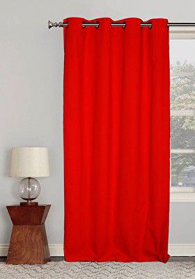 Lushomes Curtains 9 feet Long, Cotton Curtains, Door Curtains, Red Plain Cotton Curtains for Living Room/Home with 8 Eyelets for Long Door (54x108 Inches),Pack of: 1