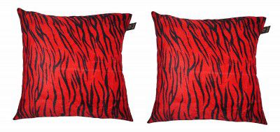 LUSHOMES Red Tiger Skin Printed Cushion Covers (Pack of 2)