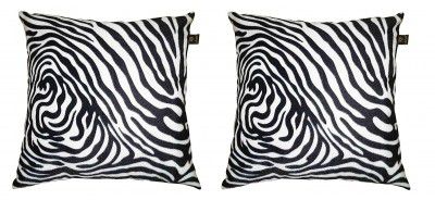 LUSHOMES White Zebra Skin Printed Cushion Covers (Pack of 2)