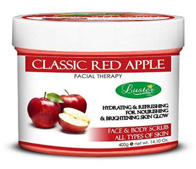 Luster Classic Red Apple Face & Body Cream Scrub | High Potency Apple Extract | Face Scrub For Women & Men | Face Scrub For Tan Removal | All Skin Type (Paraben & Sulfate Free) - 400g