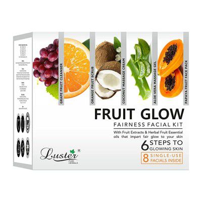 Luster Fruit Glow Fairness Facial Kit | 8 Single Use Facials Inside - 320 ml