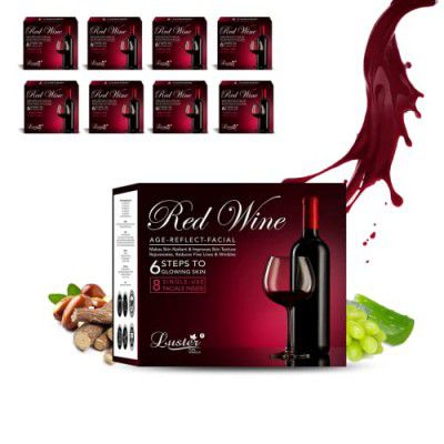 Luster Red Wine Age Reflect Facial Kit | 8 Single Use Facials Inside