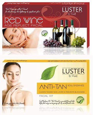 Luster Red Wine & Soul Radiance Anti-Tan Removal Facial kit Combo 115g (Pack of 2)