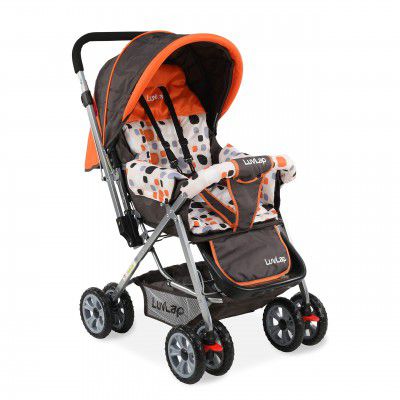 Luv Lap Sunshine Baby Stroller / Pram for 0 to 3 Years, New Born / Toddler / Kid, 5 Point Safety Harness Adjustable backrest, 360° Swivel Wheel Large storage basket Reversible Handlebar  
