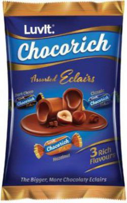 LuvIt Assorted Eclair with 3 exciting flavors | Hazelnut | Dark Chocolate | Classic Bars, Truffles, Caramels (0.48)