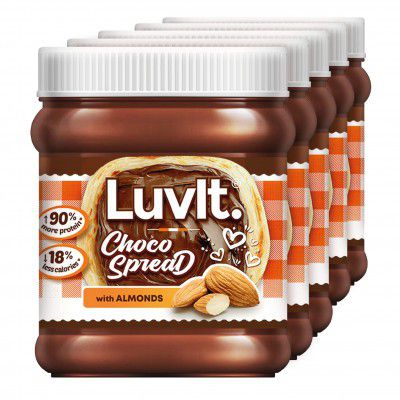 LuvIt Choco Spread with Almond | 90% More Protein | Best for Chocolate Bread, Cakes, Shakes, Dosa, Roti | Pack of 5 - 310g Each