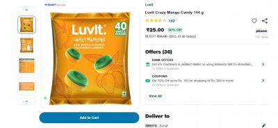 Jiomart Loot : Luvit Crazy Mango Candy 144 g