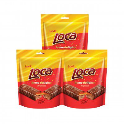 LuvIt. Loca Home Delight Choco Caramel Bar with Nougat | 600g - Pack of 3