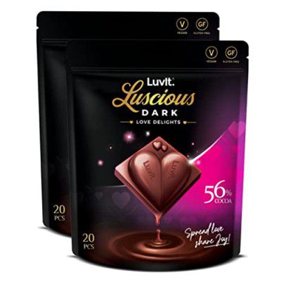 LuvIt. Luscious Dark Love Delights-Heart Shaped Chocolate Bars|Pack Of 2-180 Gram Each