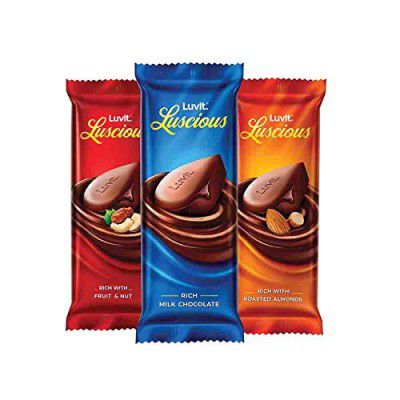 LuvIt Luscious Milk Chocolates Bar | Pack of 3 - 142g