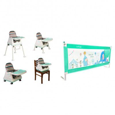 LuvLap 3in1 High Chair for Kids, Toddler Feeding Booster Seat - 6 Month to 3 Years, & LuvLap Bed Rail Guard for Baby/Kids Safety