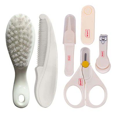 LuvLap Baby 4pcs Nail Grooming Set and Elegant Baby Comb & Brush Set with Soft bristles, Grooming Set, 0M+
