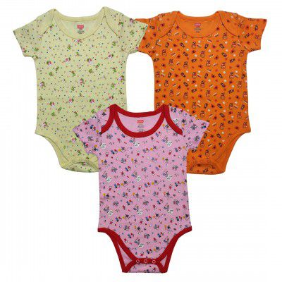 LuvLap Baby Boy and Girl Half Sleeve Romper/Bodysuit Pack of 3 Set