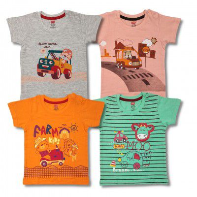LuvLap Baby Boys Regular Fit 100% Cotton Half Sleeves Boys T-Shirts Pack of 4