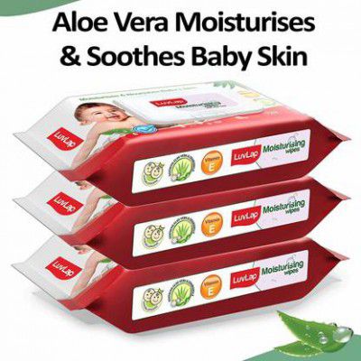 LuvLap Baby Moisturising Wipes with Aloe Vera,72N Pack of 3 Combo (216 Wipes)