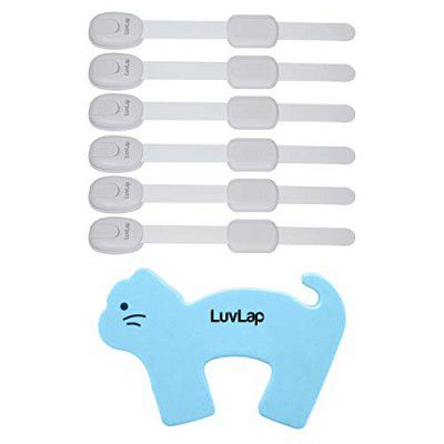 Luvlap Baby Safety Lock & Door Stopper Combo Pack,7Pcs (6 pcs Safety Lock, One Pc Door Stopper), Baby Safety Essential, Multicolor