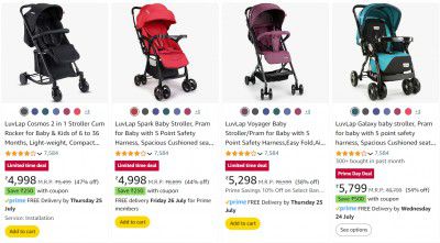 LuvLap Baby Stroller | Up to 47% off + Up to Extra ₹500 Coupon discount