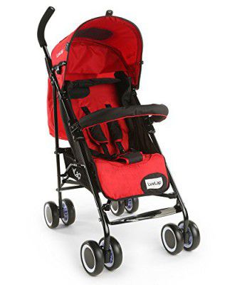 LuvLap City Baby Stroller/Buggy, Compact & Travel friendly baby pram, with 5 point safety harness, 15 kg capacity (Red)