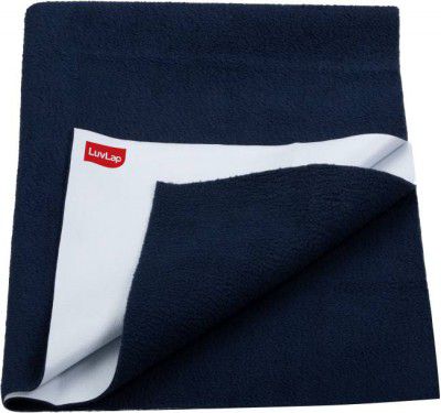 LuvLap Cotton Baby Bed Protecting Mat (Navy Blue, Small)