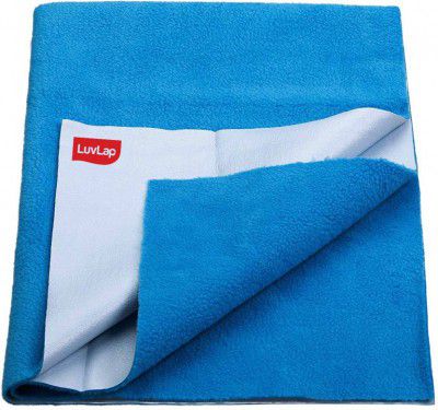 LuvLap Cotton Baby Bed Protecting Mat (Royal Blue, Medium)