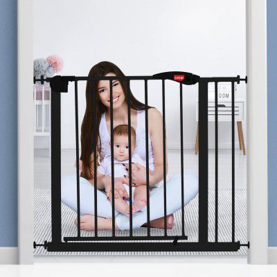 Luvlap Indoor Baby Safety Gate with Auto Close Feature, Kids Safety gate for Door Way Size 86 to 95 cm Wide, Staircase gate Baby Safety, Black