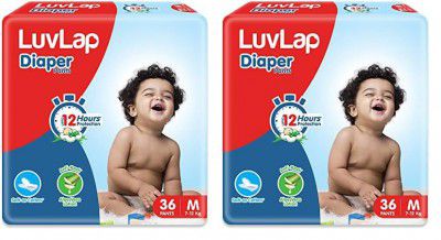 LuvLap Pant Style Baby Diapers, (M), 72Count, For babies of Upto 7-12Kg with Aloe Vera Lotion for rash protection