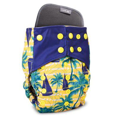 LuvLap Reusable Bamboo Charcoal Baby Cloth Diapers, Double Leak Guard, High Absorption, Stain-Proof Comfort & Protection, 3m+, Yellow trees