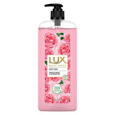 Lux Body Wash Soft Skin French Rose & Almond Oil SuperSaver XL Pump Bottle with Long Lasting Fragrance, Glycerine, Paraben Free, Extra Foam, 750 ml