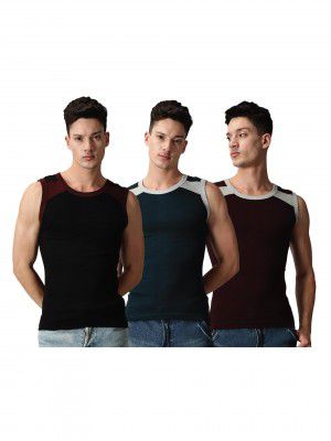 Lux Classic Gym Vest for Men | Pack of 3 (Color May Vary)