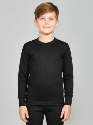 LUX COTTS WOOL Top Thermal For Boys (Black, Pack of 1)