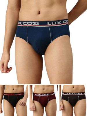 Lux Cozi Men's Cotton Brief (Pack of 4) (Color & Prints May Vary)